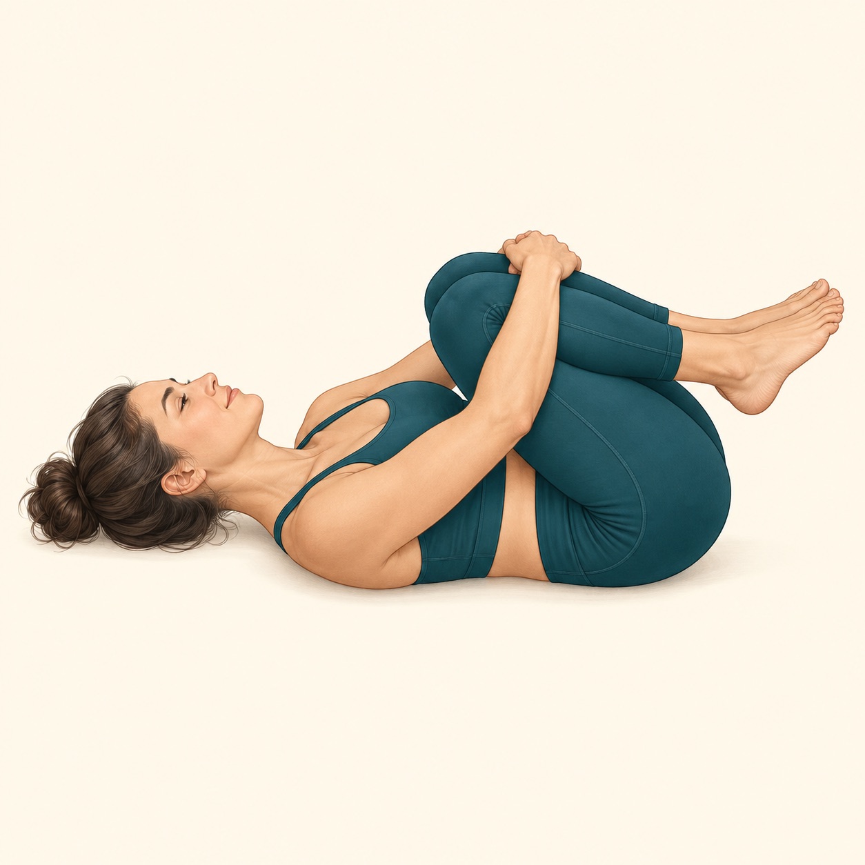 Instructional illustration of Knees-to-Chest Pose