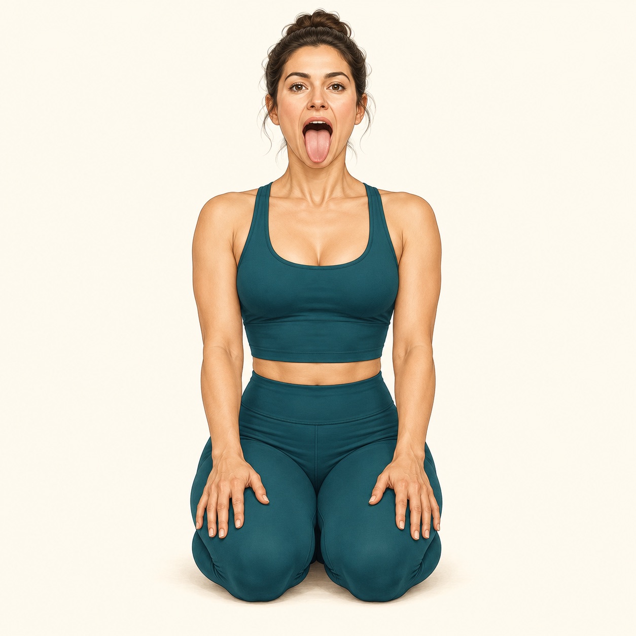 Instructional illustration of Lion Pose